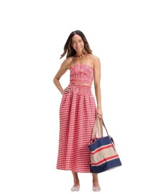 Universal Thread Red and White Gingham Smocked Set